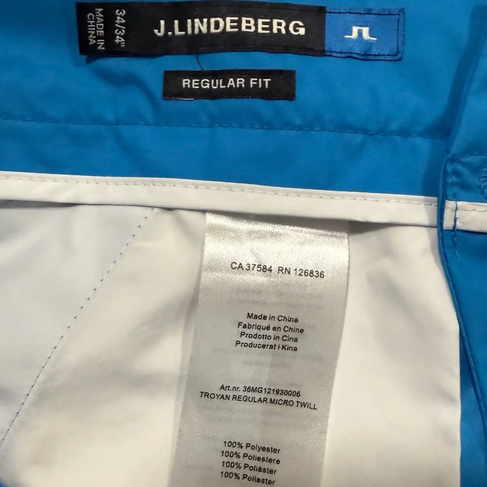 J Lindeberg Pants Mens 34x34 Blue Troon Micro Stretch Golf‎ Performance Fit